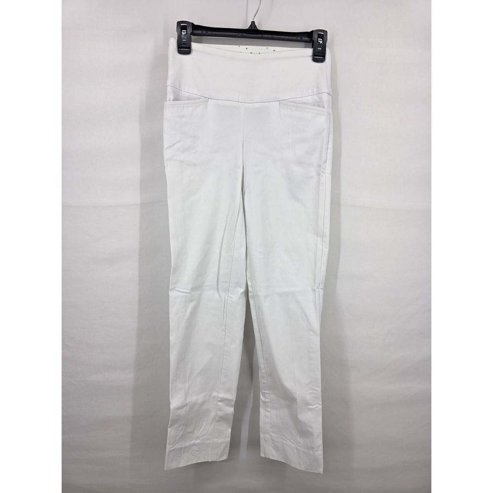 Swing Control Masters Golf Pants Womens 0 White Ankle Pull On Tummy Control
